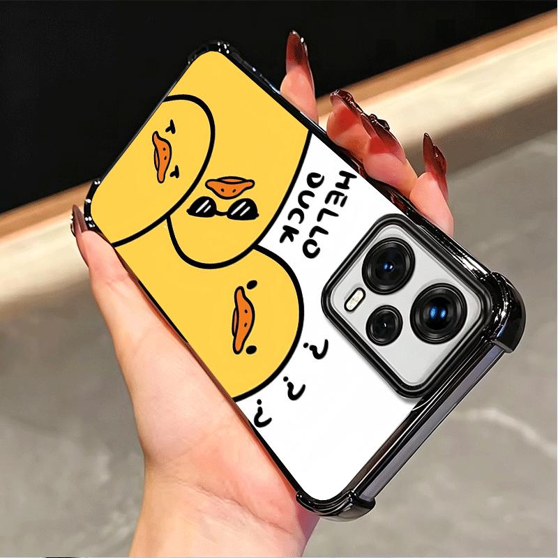 Funny Cute Cartoon Duck Plating Phone Case For Xiaomi Poco X5 X6 X7 X8 Pro Max F8 Ultra F7 M8 M7 M5S Redmi 15C 15 14C 13C 13 X3