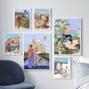 Santorini, Hawaii India Morocco Illustration Wall Art Canvas Painting Abstract Posters And Prints Picture For Living Room Decor