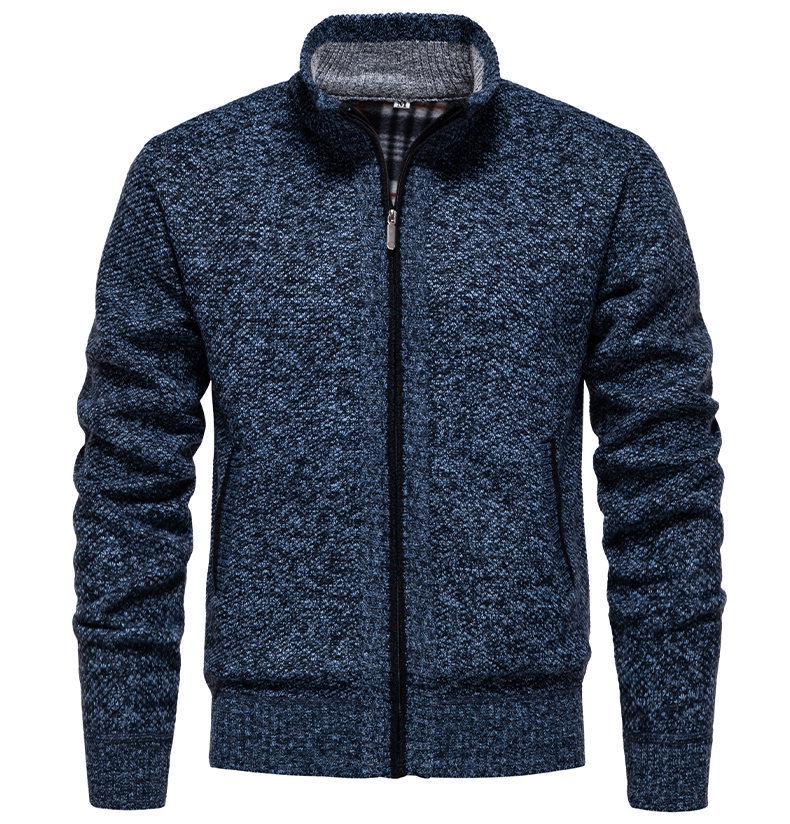 Men's Plus Size Stand Collar Cardigan: 2025 Autumn/Winter Warm Knit Sweater Coat