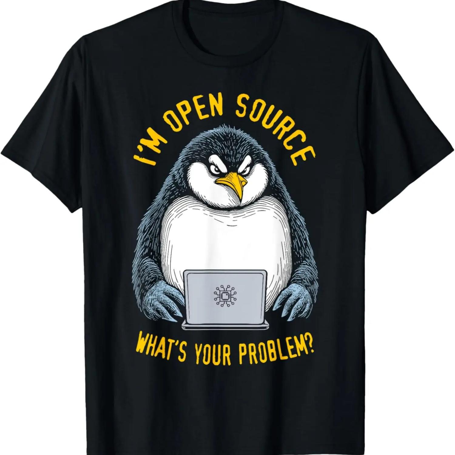 Funny Penguin Computer Open Source Operating System Admin T-Shirt S