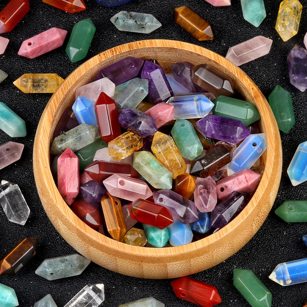 2Pcs Earrings Pendant Natural Stone Hexagonal Column Single-Hole Pendant For Jewelry Making DIY Earrings Necklace Accessory