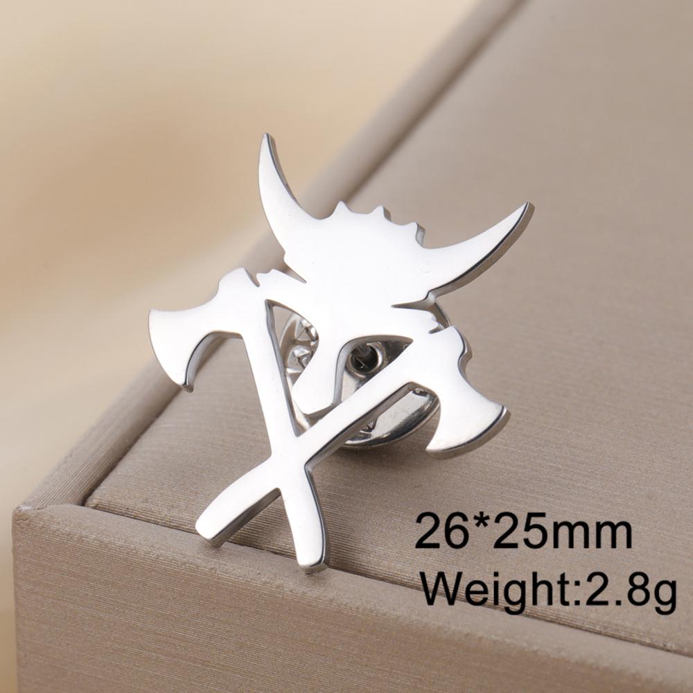 Dawapara Greek Mythology Bident Brooch Warrior Symbol Punk Lapel Pins Scandinavian Stainless Steel Jewelry