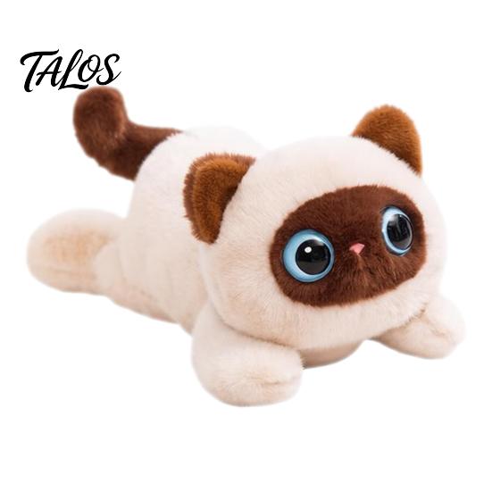 Durable Plush Keychain Cute Black Cat Pillow Soft Siamese Kitten Stuffed Animal with Touch Accessory PP Cotton Cuddly Bedroom Decor Birthday Gift for