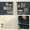 CD/DVD Storage Unit, 16 Compartments, 12 Shelves, 720 CDs, Grey