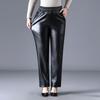 Women's High Waist Fleece-Lined Leather Pants: Plus Size, Loose Fit, Waterproof, Ideal for Spring, Autumn, and Winter