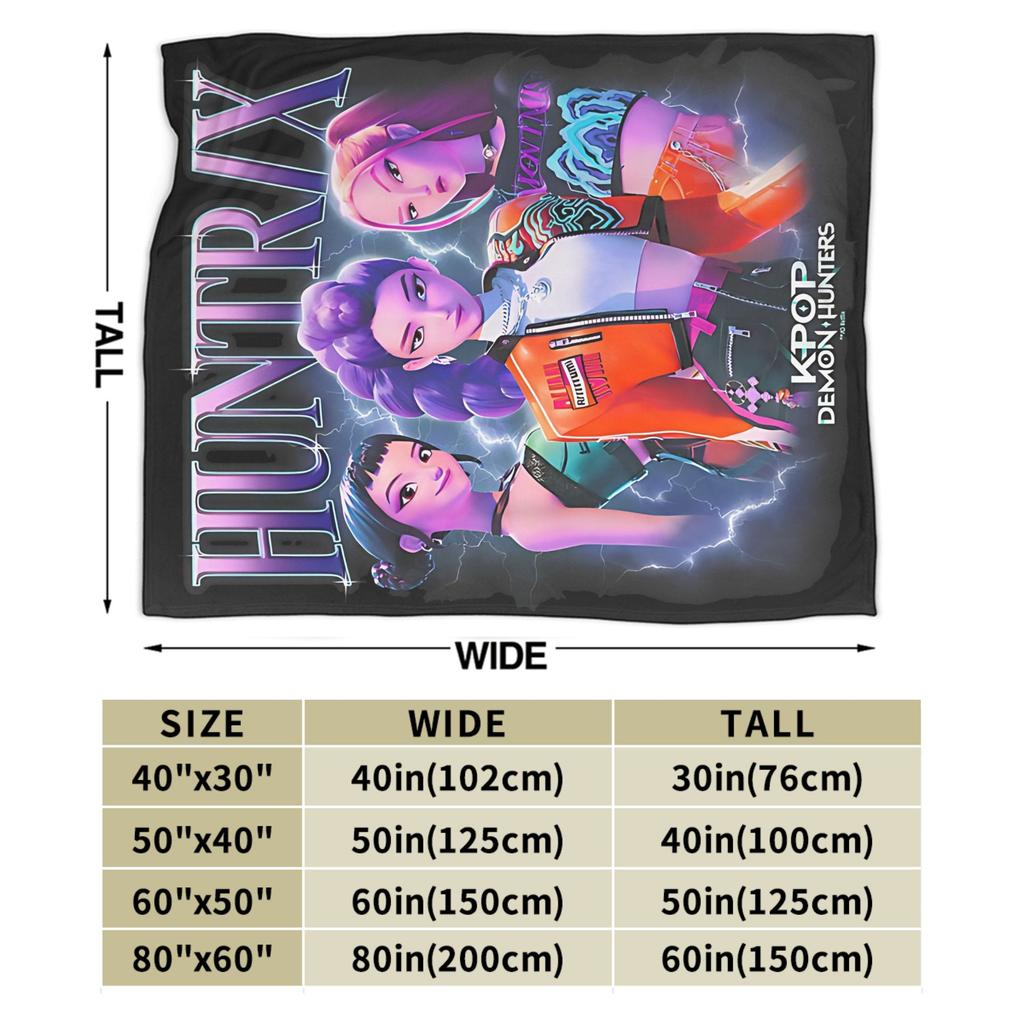 Kpop Demon Hunters  Huntrix  Blanket  Flannel Funny Breathable Throw Blanket for Home Textile Decor