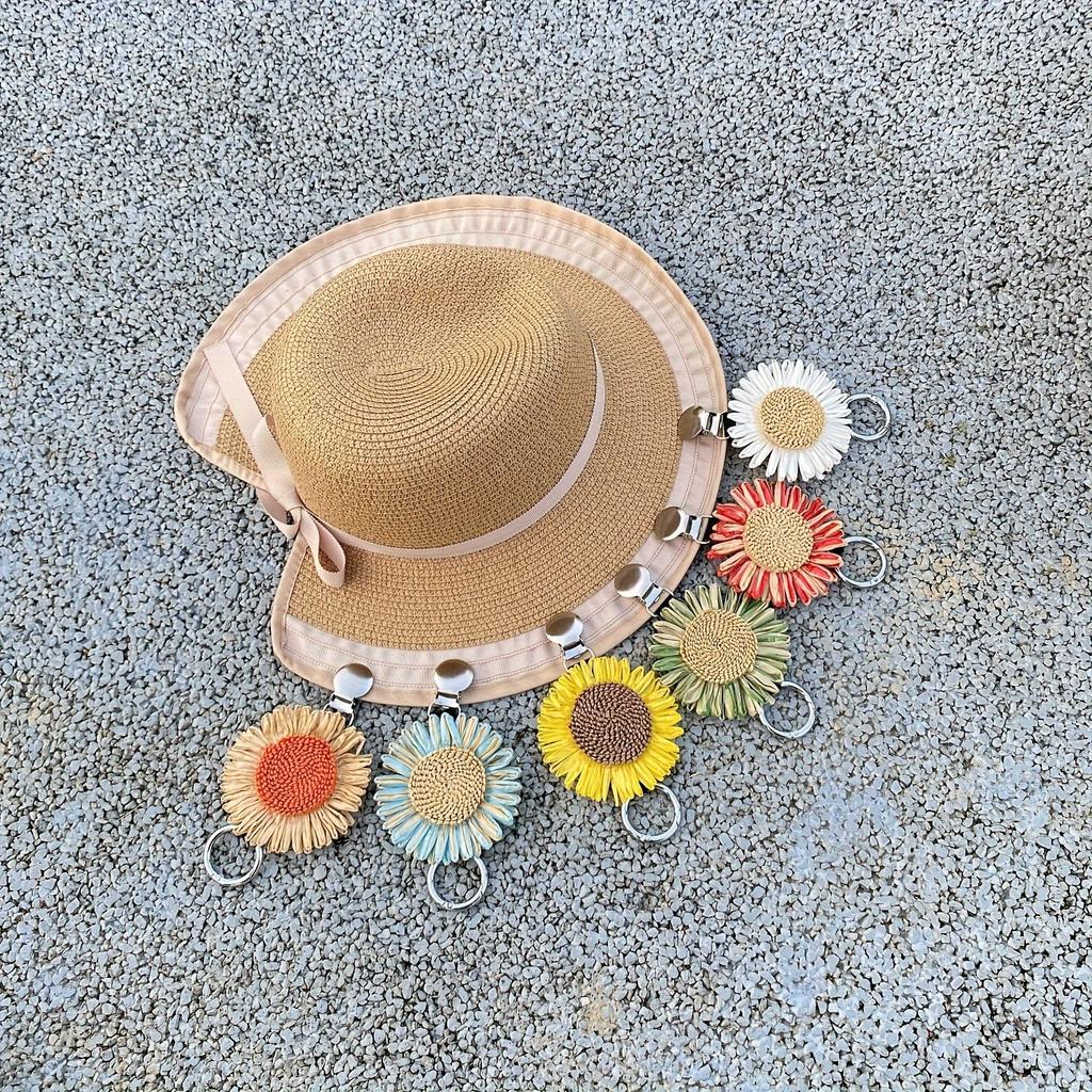 Spring Summer New Lazy Travel Hat Clip Sunflower Bag Clip Outdoor Backpack Luggage Organizer Multi-Purpose Straw Hat Clip
