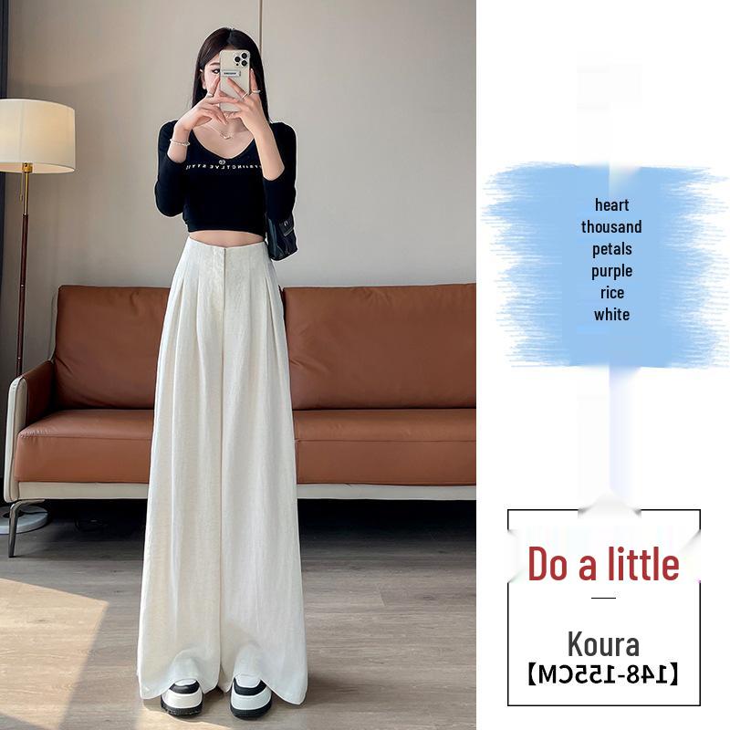 New Spring Women's High Waist Linen Wide-Leg Pants - Floor-Length Casual Yamamoto Style