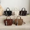Chic vävd texturerad crossbody tote - Dam höst/vinter minimalistisk bucketväska