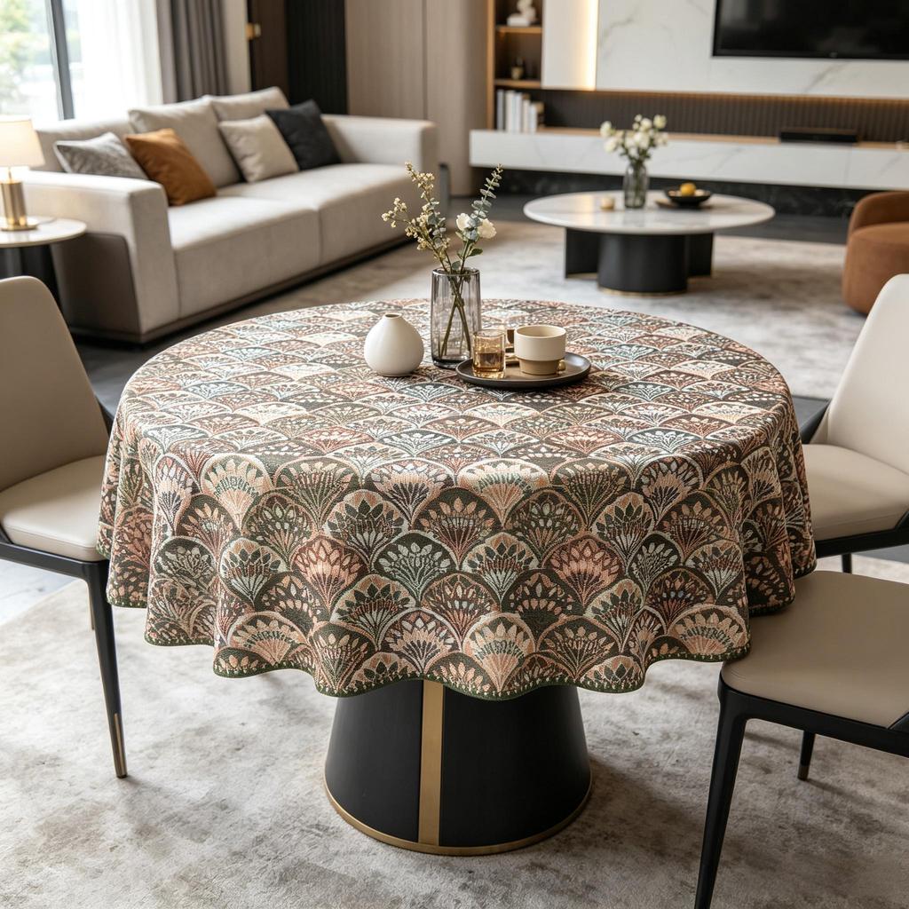 Home Kitchen Dining Room Decoration Modern Style Cotton Round Tablecloth
