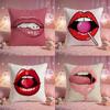 Glossy Red Lips Art Cushion Cover Premium Comfort Reversible Pillow Cove Two In One Design for Any Room Car Interior