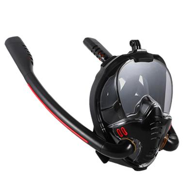 Schnorchelmaske, Doppelschlauch-Tauchmaske aus Silikon, vollständig trocken, Schwimmmaske für Erwachsene, Taucherbrille, Unterwasseratmung.