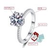 Sterling Silver Ring Platinum Plated Engagement Ring Round Stunning 8mm 2CT Simulated Diamond Wedding Ring Love Statement Day Gift Luxury Box Jewelry