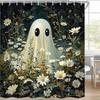 Halloween Scary Spooky Shower Curtain Pumpkin Bat Spider Scary Skeleton Holiday Gift Shower Curtains Bathroom Decor With Hooks