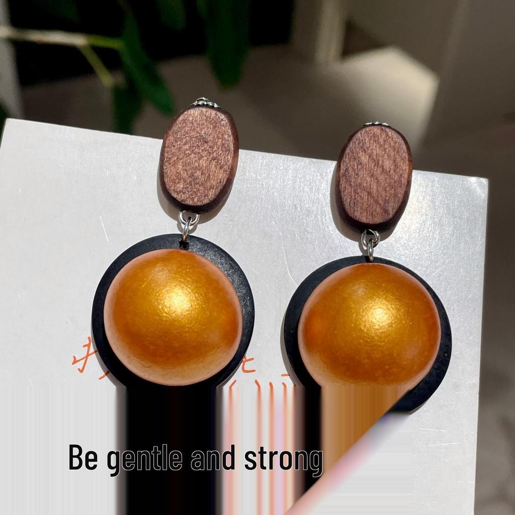 Vintage Black Series Stud Earrings 925 Silver Needle Minimalist High-End Personality Accessories for Women