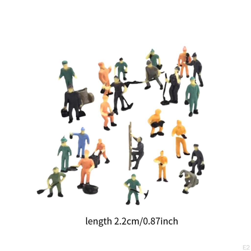 27x 1/87 Railway Worker Miniature Figures Scene Props Collectible Desktop Ornament Hand Painted for