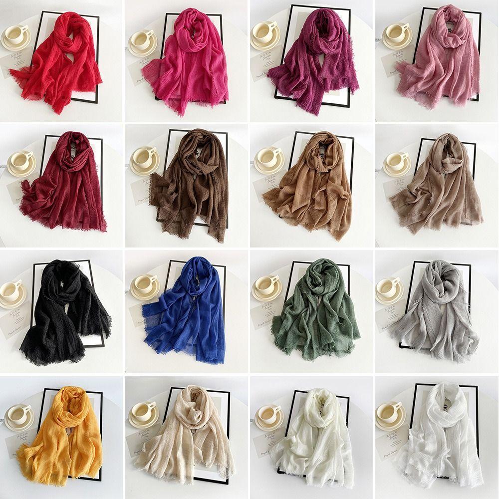 Big Size Turban Shawl Crinkle Plain Scarf New Hijab Scarf