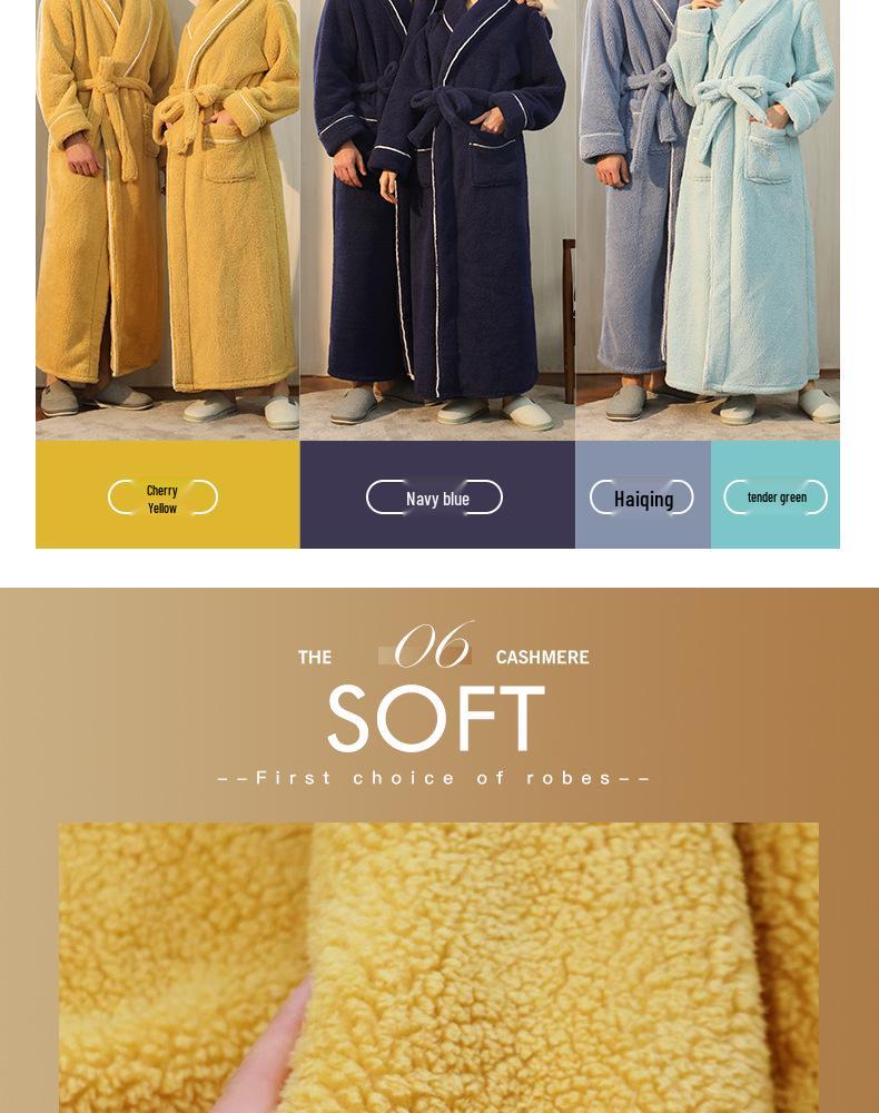 Mens & Womens Luxurious Extra Long Fleece Bathrobe - Thick, Plush, Plus Size Autumn/Winter Pajamas for Couples