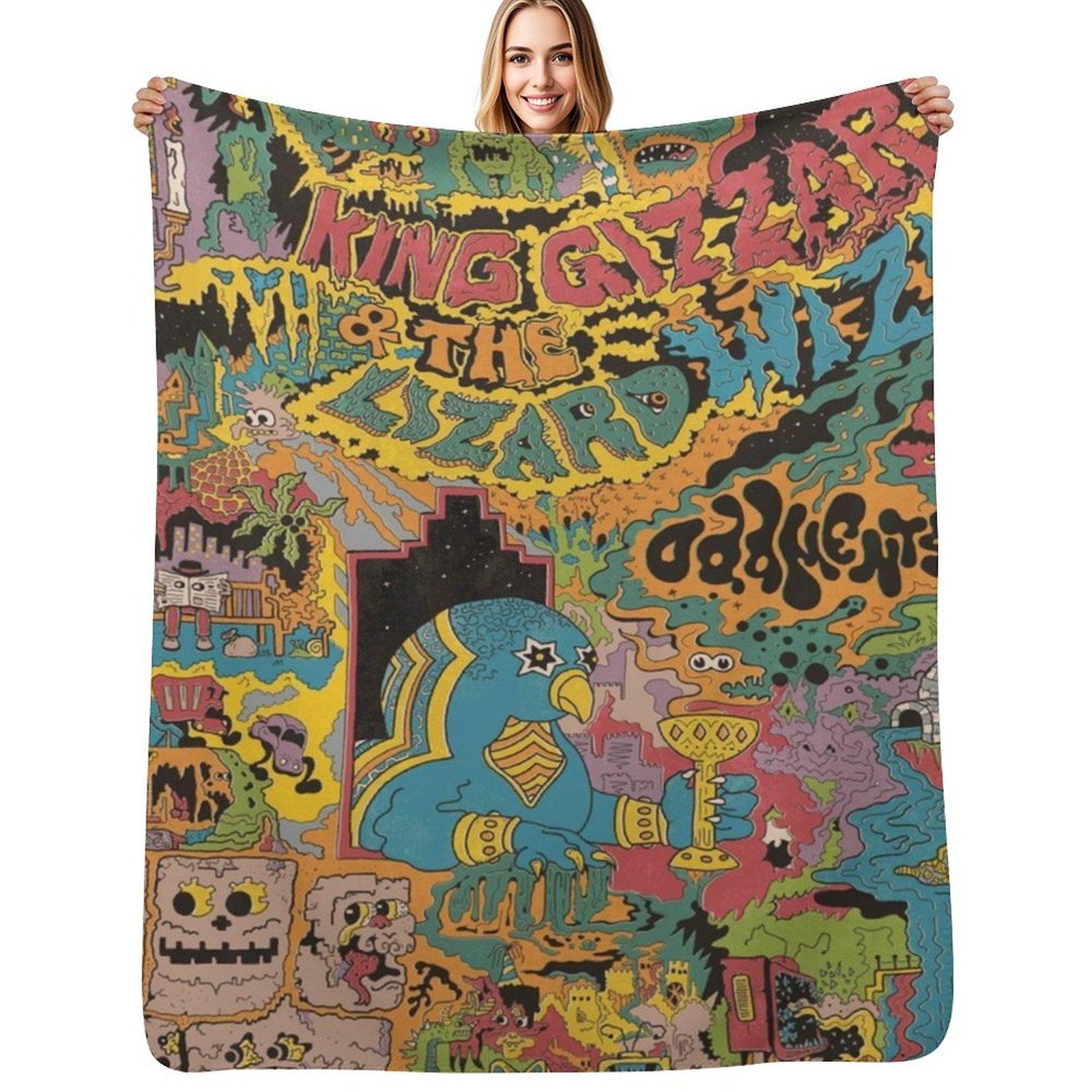 Плед The Oddments King Gizzard Устойчивый к складкам Легкий плед Size: 75*100cm, Weight: 230 GSM