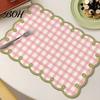 Plaid Placemat Diatomite with Wavy Edge, Heat Resistant Non-slip Table Mat Mat, Absorbent Quick Drying for Kitchen Counter