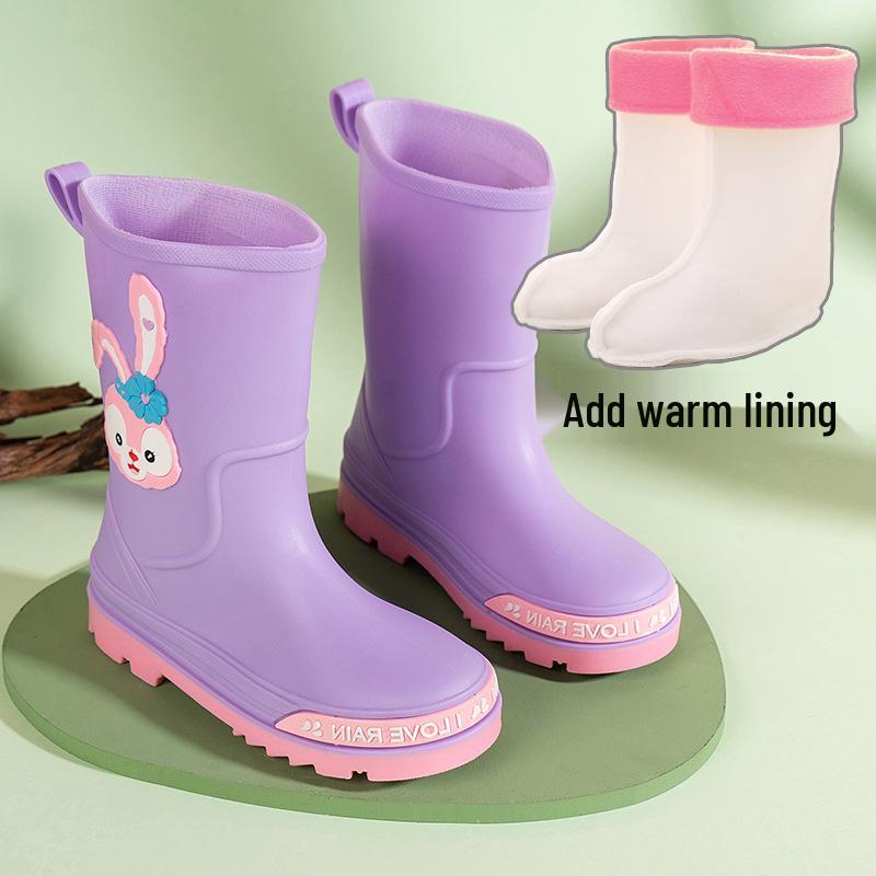 Children's Cartoon Mid-Calf Waterproof Rain Boots - Non-Slip, Thick, and Cute for Boys and Girls