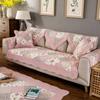 Green Floral Sofa Covers Couch Pastoral Washed Cotton Plaid Fabric Corner Towel Pillow Slip Seat Cushion Recliner Chair Cover