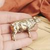 Vintage Brass Yak African Buffalo Table Decoration Figurines Tea Pet Table Ornament Solid Copper Animal Crafts Home Decor Living Room