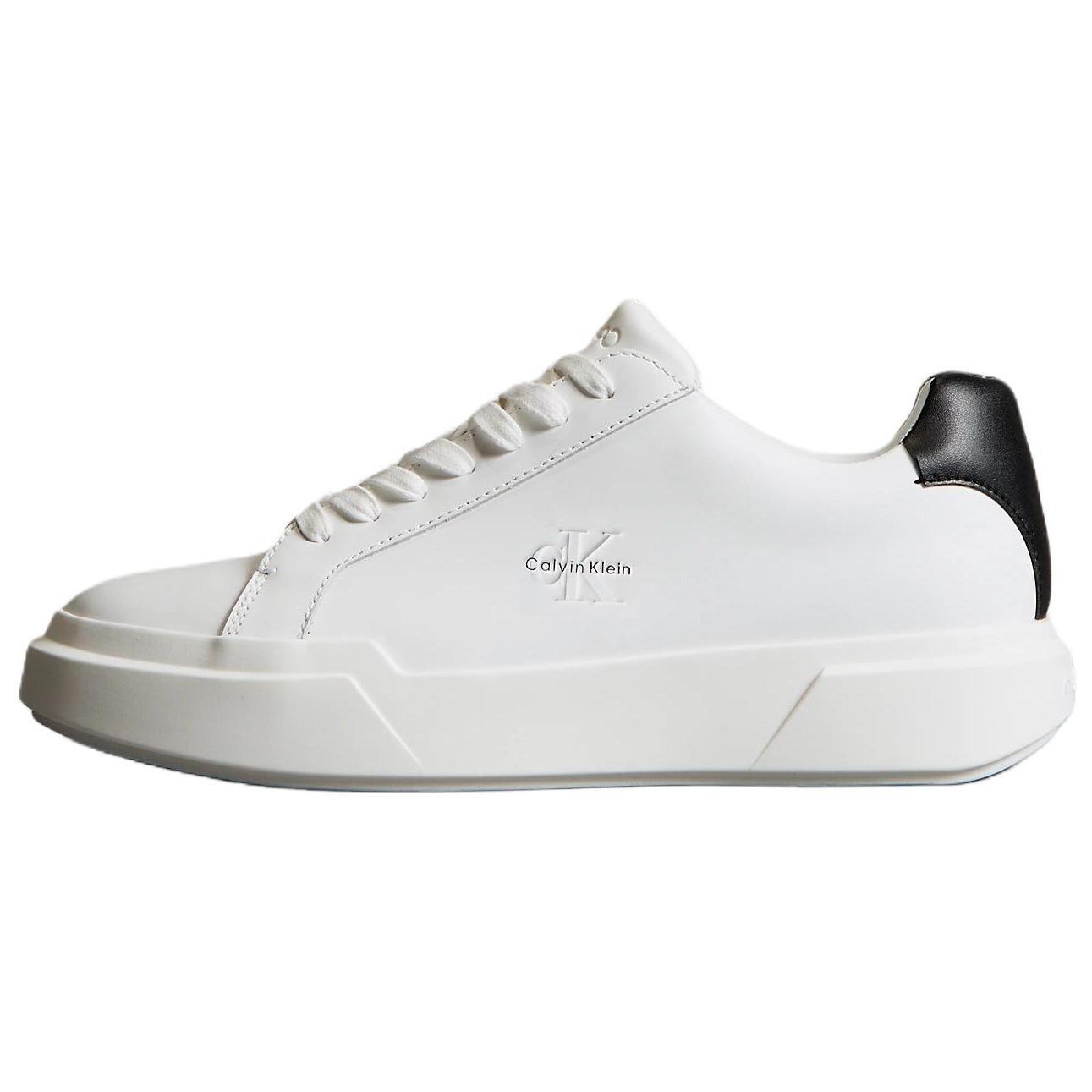 Calvin Klein Nyc Leather Lace-Up Round Toe Low-Top Sneakers Men sneakers White YM0YM0134401W 41