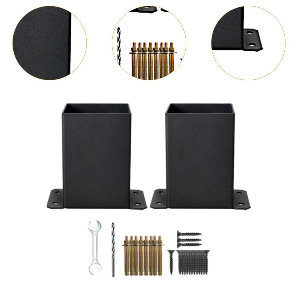 Post Base Bracket Kit Solid Steel for Wood or Concrete Floors Versatile 2Pcs