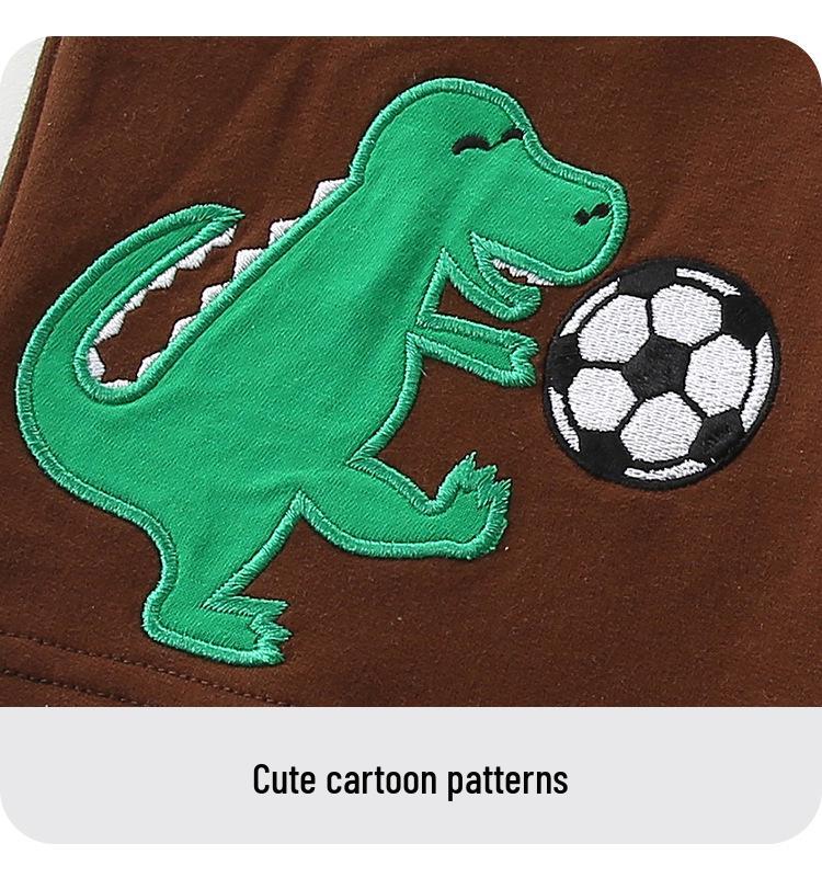 European Style Boys' Dinosaur Embroidered Cotton Shorts - Trendy Summer Casuals for Toddlers
