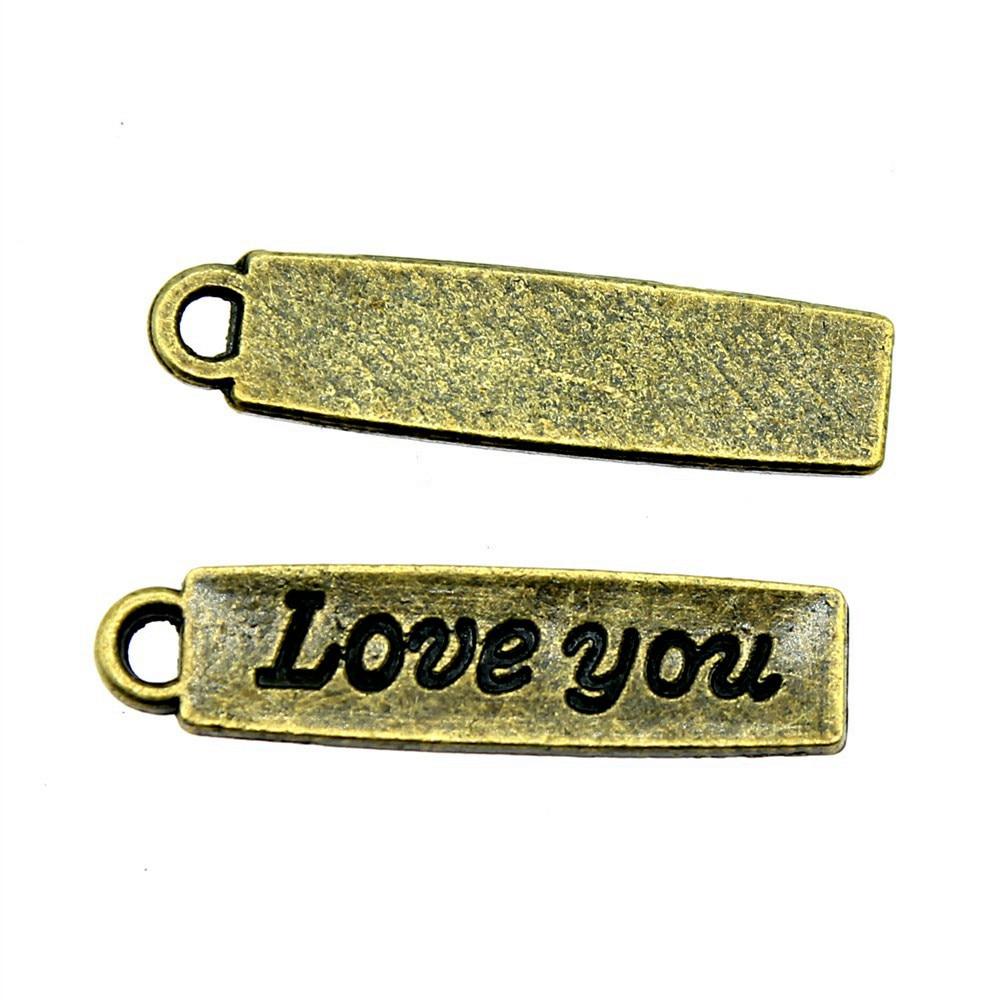 

20шт Люблю тебя Чары Шармы Античная бронза Цвет цинковый сплав 21X5mm