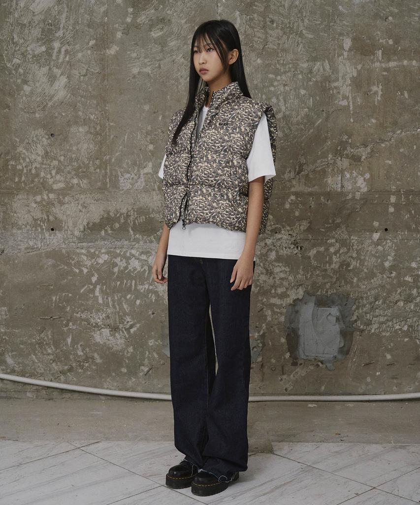 Erer Leopard Print Down Vest Khaki