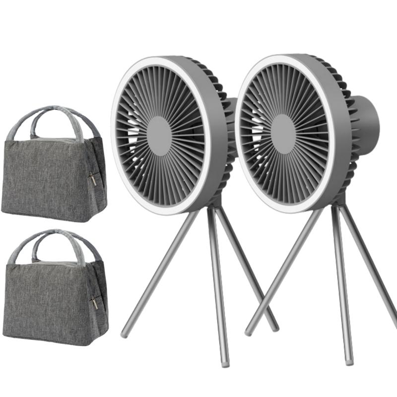 1/2PC 10000mAh Camping Fan Rechargeable Desktop Portable Circulator Wireless Ceiling Electric Fan with Power Bank LED Lighting