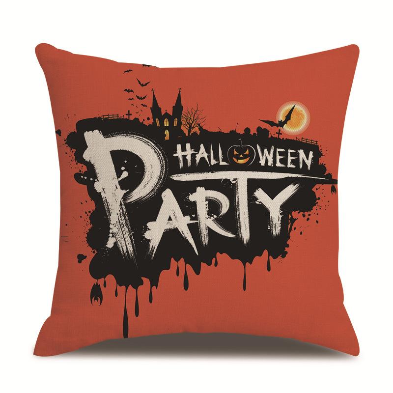 Halloween Linen Pillow Cover Printed Pillow Cover