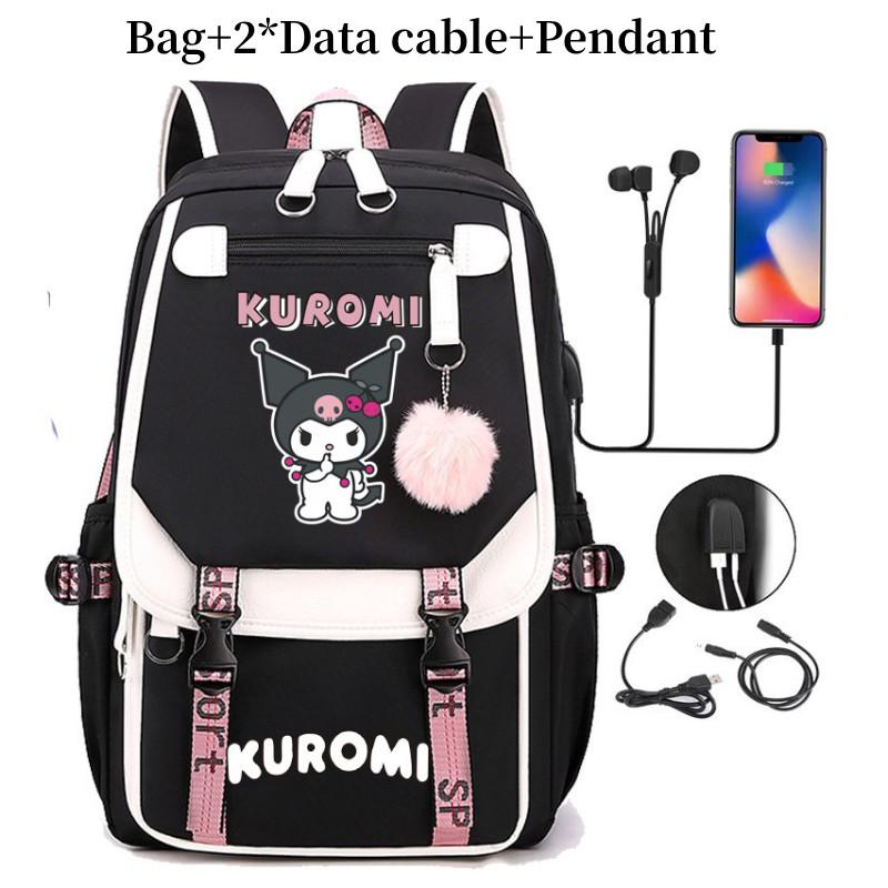 Kuromi Student Backpack With Usb Charging Port For Casual Travel And School Use