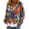 YNN-VK01 V-Neck Printed Cardigan Sweater with 3 Buttons - New Arrival
