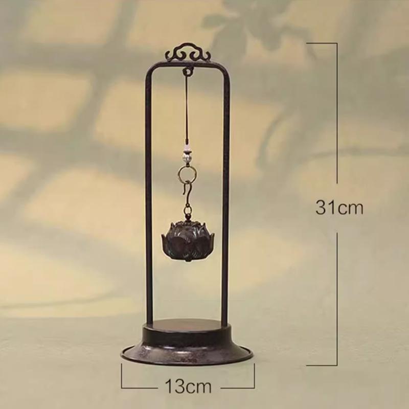 

Creative Alloy Small Lotus Hanging Stove, Zen Ceremony Incense Burner, Home Indoor Chinese Style Retro Aromatherapy Furnace, 1Pc