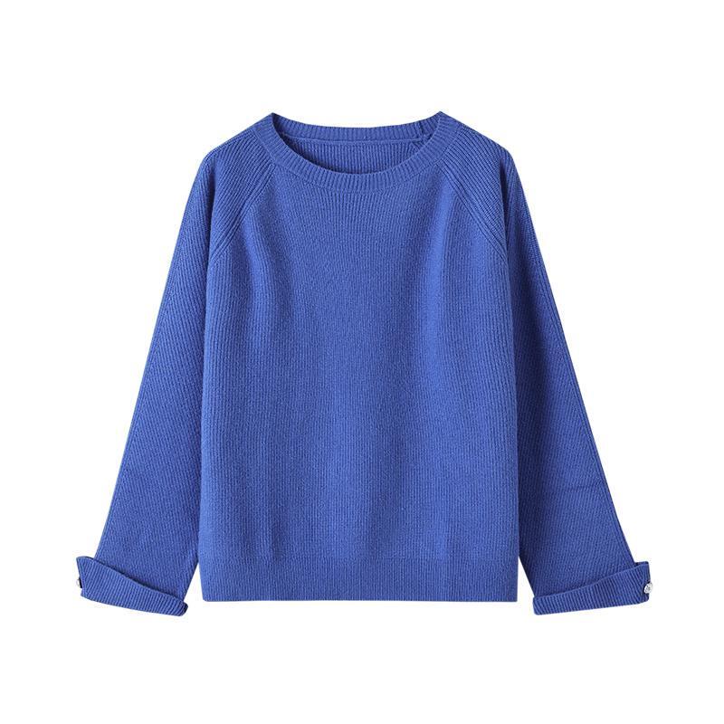 Damen Herbst Kleinblau Strickpullover