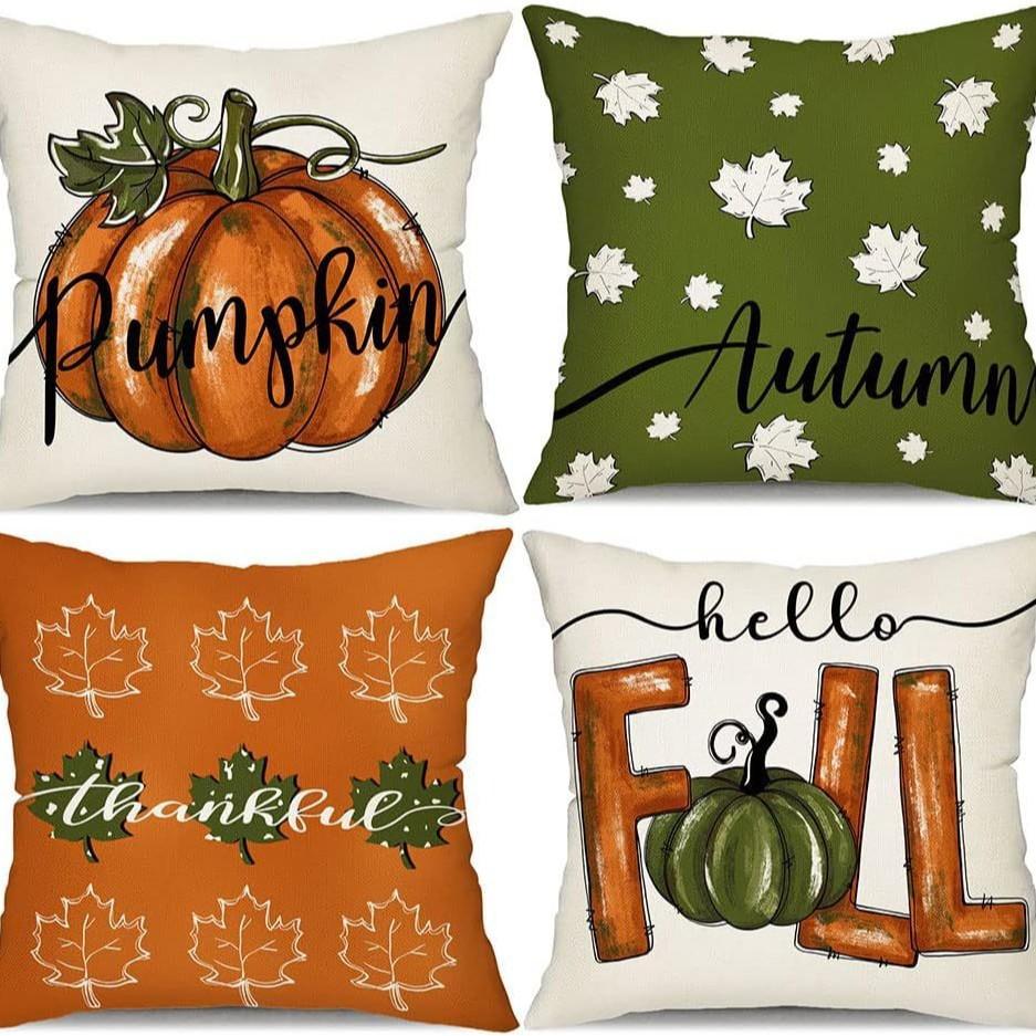 Autumn Harvest Sofa Pillow Pumpkin Decorative Cushion Small Animal Squirrel Print Cushion Cover Pillow Cover