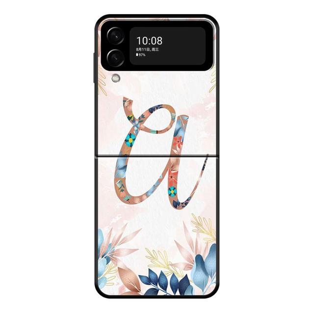Floral Pattern Leaf Letter Art Phone Case For Samsung Galaxy Z Flip 4 Z Flip3 5g Shell For Galaxy Z Flip Hard Cover Couqe