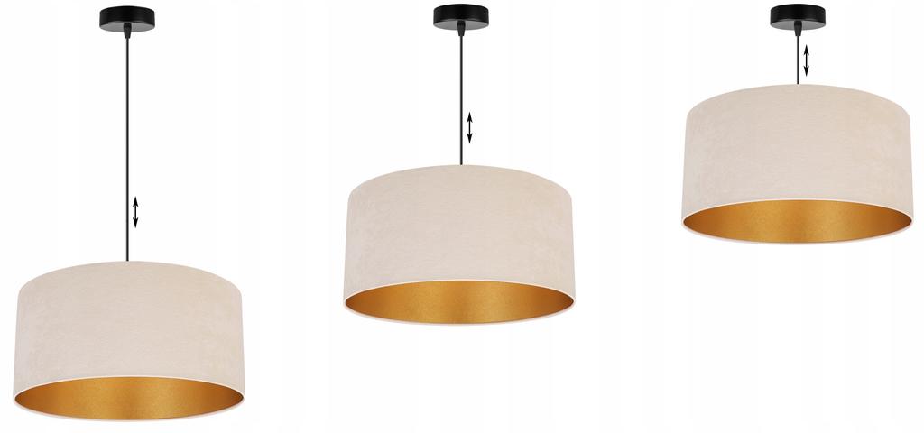 Hanging Lamp Ceiling Chandelier Golden Velvet Lampshade