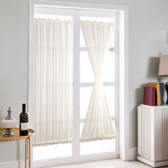 Rod Pocket Door Curtain Thermal French Door Curtain Room Darkening Privacy Blackout Curtain Panel for Kitchen Patio Doors
