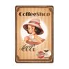 Targa Vintage Caffè Fresco Metallo Latta Segno Retro Bevanda Caffè Poster Adesivi da Parete per Caffetteria Negozio Ristorante Decorazione Casa Stanza