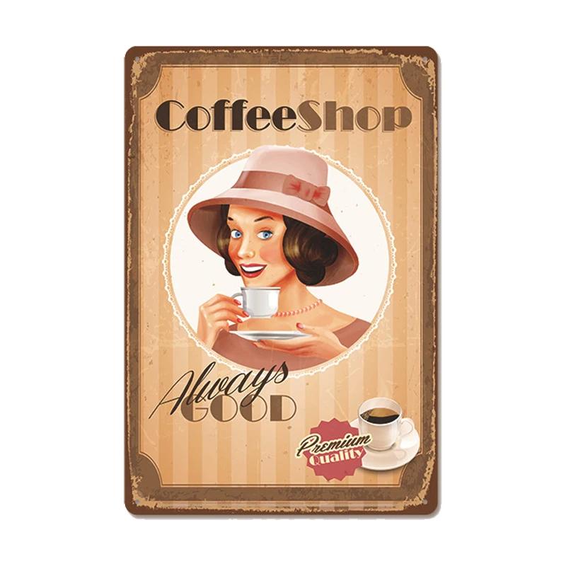 Targa Vintage Caffè Fresco Metallo Latta Segno Retro Bevanda Caffè Poster Adesivi da Parete per Caffetteria Negozio Ristorante Decorazione Casa Stanza
