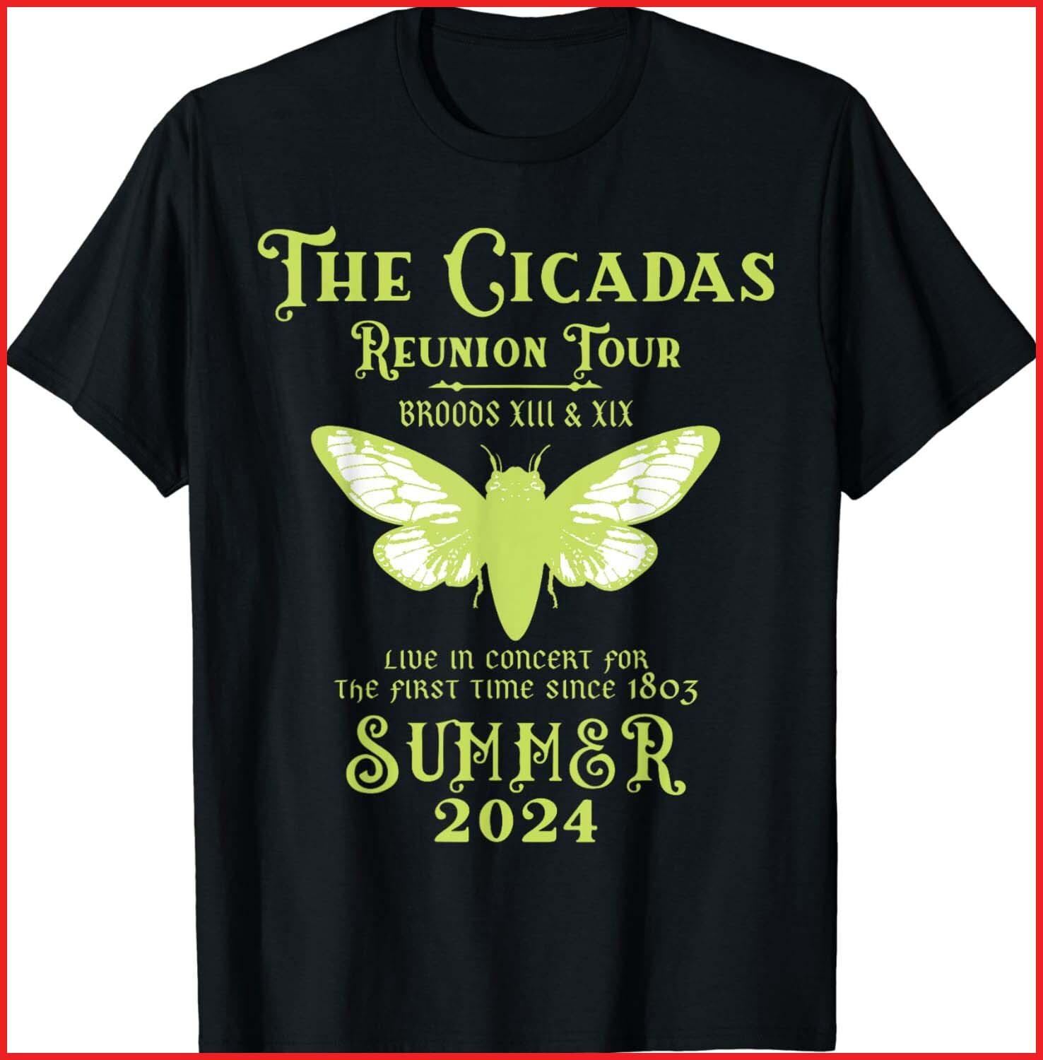 The Cicada Reunion U.S Tour 2024 Cicada Concert Fest Lover Black T-Shirt S-5XL XXXXL