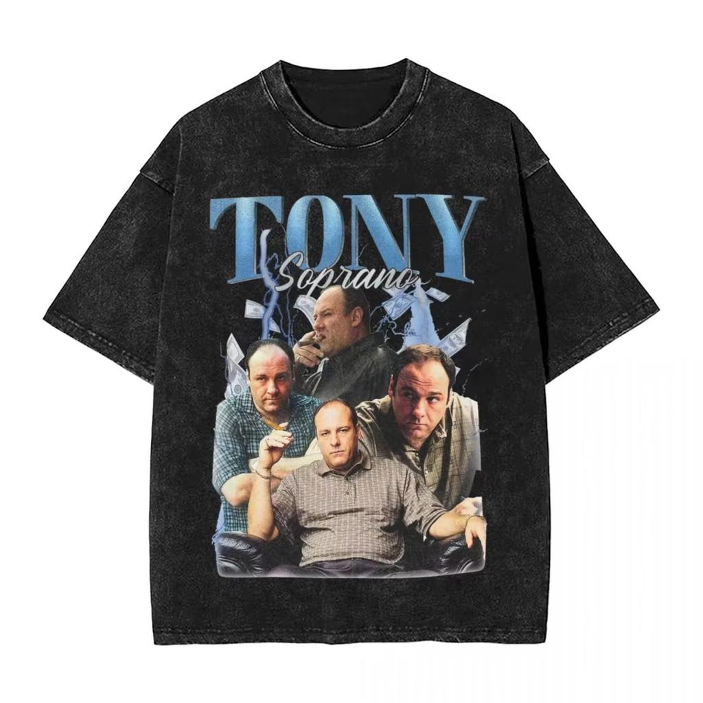The Sopranos Tony Soprano Tshirt Vintage Washed Aesthetic Streetwear Unisex Oversized Summer Cotton Graphic Tee Clothing Top