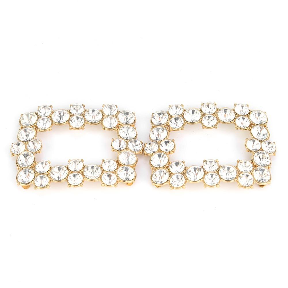 2pcs Metal Base Crystal Shoe Buckle Crystal Rhinestone Shoe Decoration Charm For Pumps
