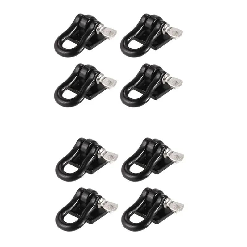 8X Metal Climbing Trailer Tow Hook Hooks Buckle, Winch Shackles Accessory For 1/10 Scale RC Crawler Truck D90 SCX10,Red Black