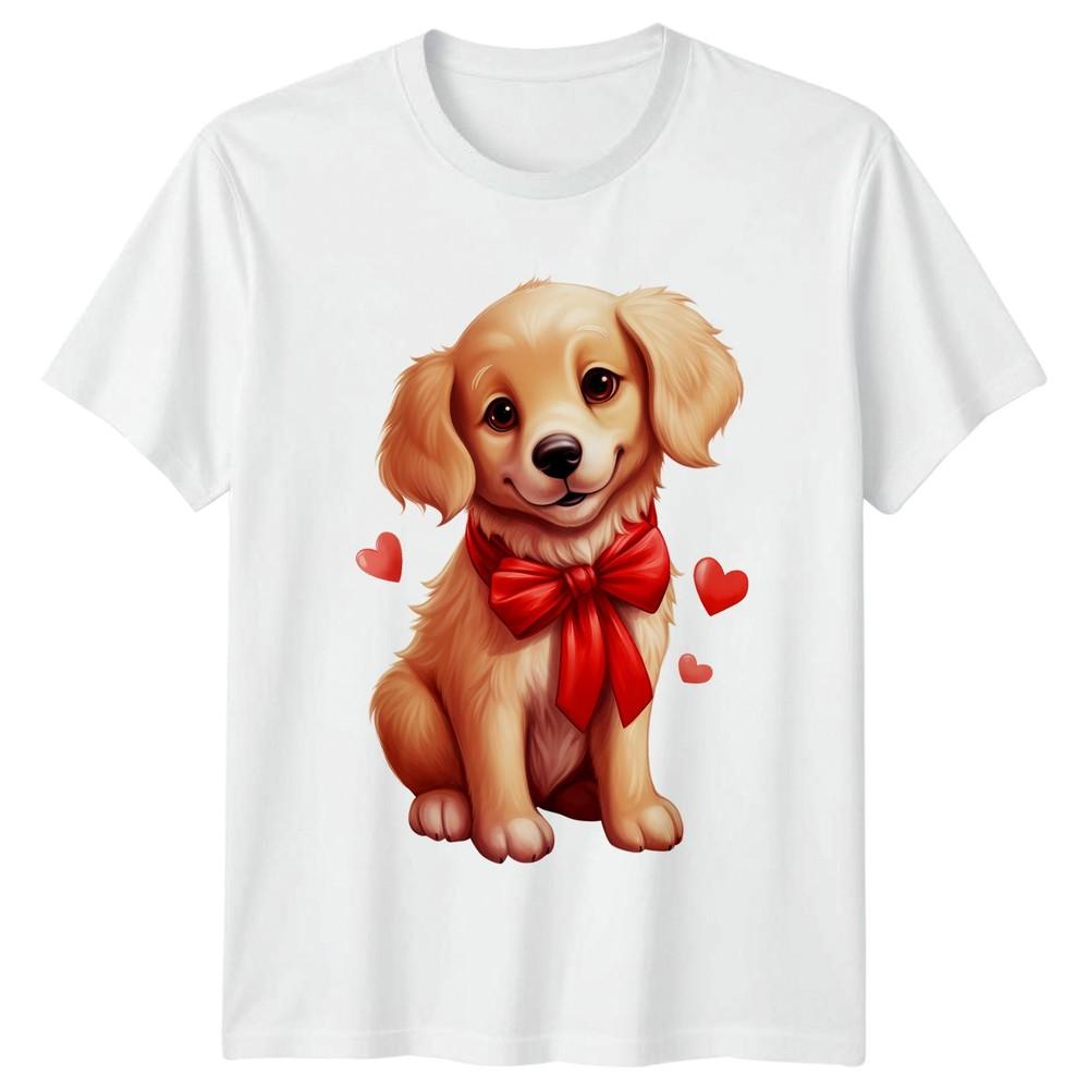 Puppy Dog Red Bow Hearts Animals Dogs Unisexs TShirt Unisexs Tee Graphic Unisex S