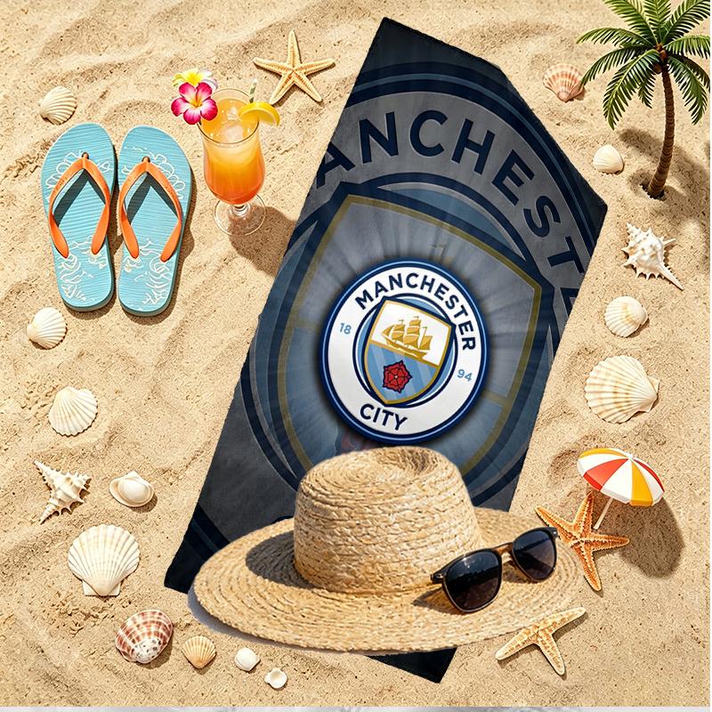 Football team City FC Print Beach Towel, Versatile Lightweight Absorbent Beach Towel for Pool Surf Yoga Bathroom, Perfect Birthday Holiday Gift